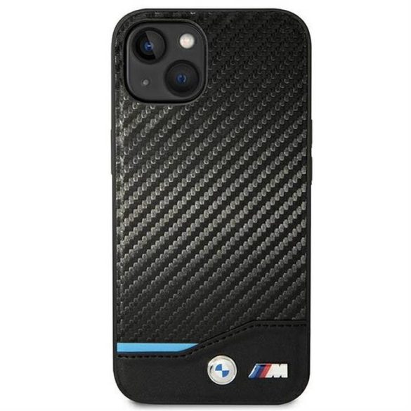 Eredeti tok BMW BMHCP14M22NBCK iPhone 14 Plus készülékhez logózott carbon tok fekete