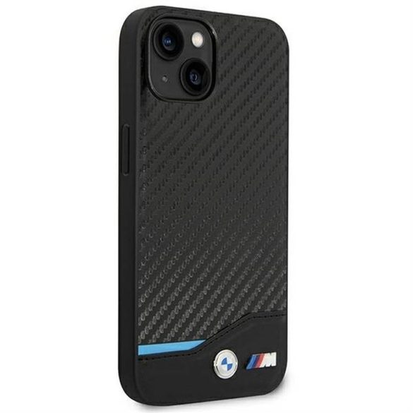 Eredeti tok BMW BMHCP14M22NBCK iPhone 14 Plus készülékhez logózott carbon tok fekete