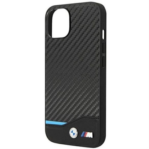 Eredeti tok BMW BMHCP14M22NBCK iPhone 14 Plus készülékhez logózott carbon tok fekete