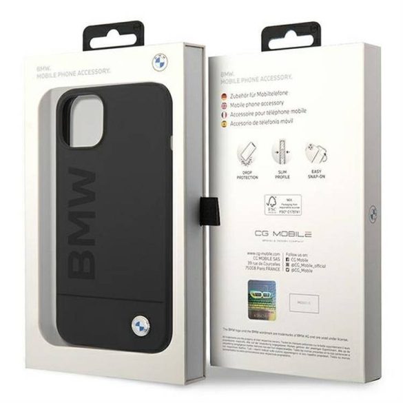 Eredeti tok BMW BMHMP14MSLBLBK iPhone 14 Plus készülékhez (fém logó + MAGSAFE / fekete)