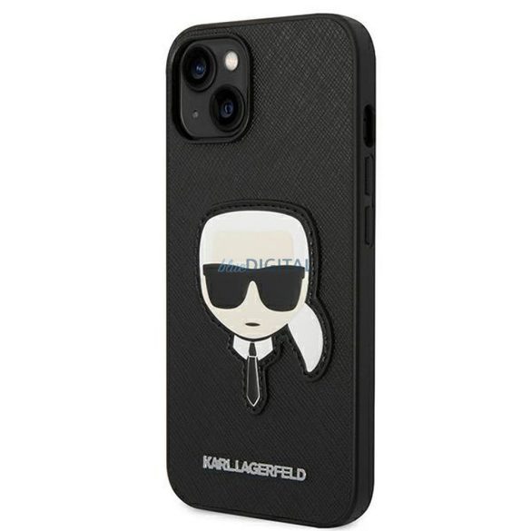 Eredeti tok KARL LAGERFELD KLHCP14MSAPKHK iPhone 14 PLUS (Saffiano Karl Head Patch / fekete)