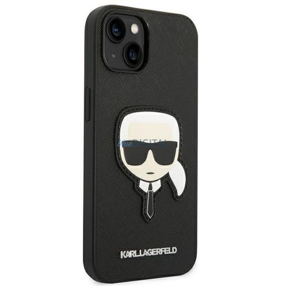 Eredeti tok KARL LAGERFELD KLHCP14MSAPKHK iPhone 14 PLUS (Saffiano Karl Head Patch / fekete)