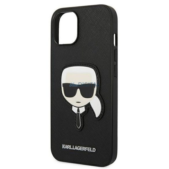 Eredeti tok KARL LAGERFELD KLHCP14MSAPKHK iPhone 14 PLUS (Saffiano Karl Head Patch / fekete)