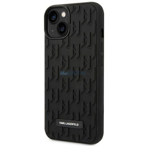 Eredeti tok KARL LAGERFELD KLHCP14SRUPKLPK iPhone 14 (3D gumi tok monogram mintás fémlemez / fekete)