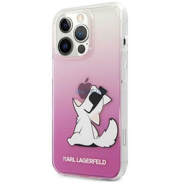 Eredeti tok KARL LAGERFELD KLHCP14LCFNRCPI iPhone 14 PRO készülékhez (Choupette Eat / rózsaszín)