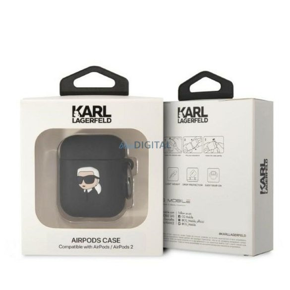 Eredeti tok KARL LAGERFELD KLA2RUNIKK Apple Airpods 1 / 2 (3D Sil NFT Karl / fekete)