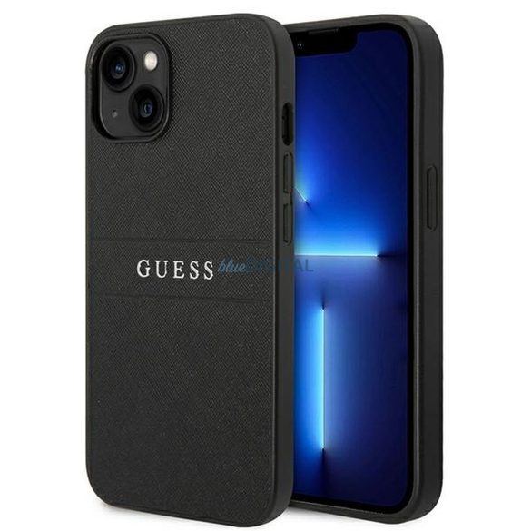 Eredeti tok GUESS GUHCP14MPSASBBK iPhone 14 PLUS (Saffiano fém logóval / fekete)