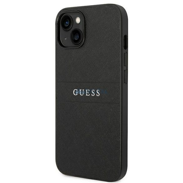 Eredeti tok GUESS GUHCP14MPSASBBK iPhone 14 PLUS (Saffiano fém logóval / fekete)