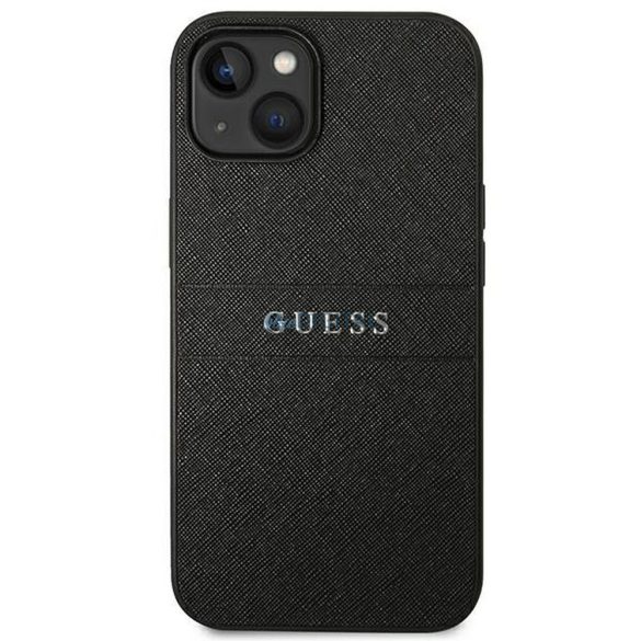 Eredeti tok GUESS GUHCP14MPSASBBK iPhone 14 PLUS (Saffiano fém logóval / fekete)