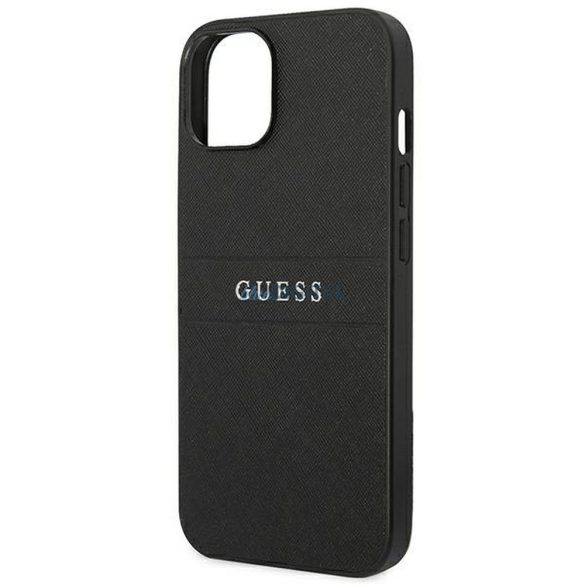 Eredeti tok GUESS GUHCP14MPSASBBK iPhone 14 PLUS (Saffiano fém logóval / fekete)