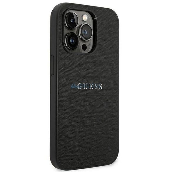 Eredeti tok GUESS GUHCP14LPSASBBK iPhone 14 PRO készülékhez (Saffiano fém logóval / fekete)