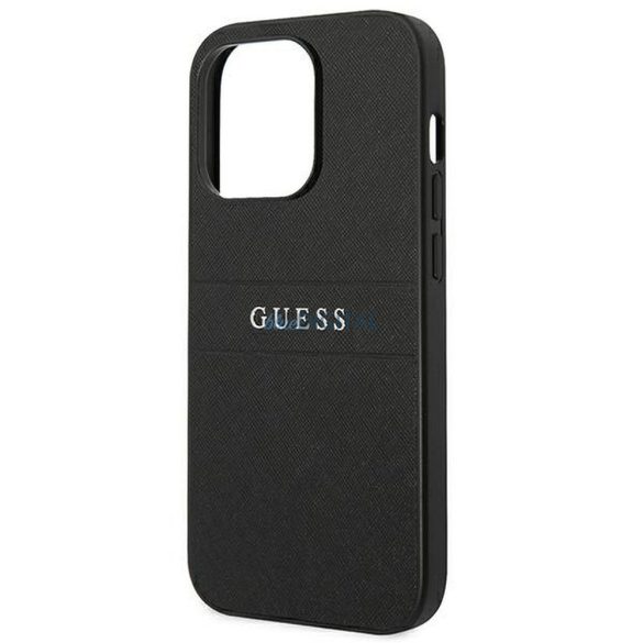 Eredeti tok GUESS GUHCP14LPSASBBK iPhone 14 PRO készülékhez (Saffiano fém logóval / fekete)