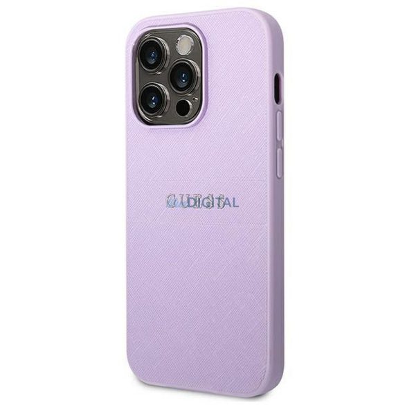 Eredeti tok GUESS GUHCP14LPSASBPU iPhone 14 PRO készülékhez (Saffiano fém logóval / lila)