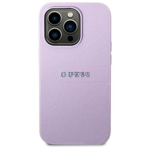 Eredeti tok GUESS GUHCP14LPSASBPU iPhone 14 PRO készülékhez (Saffiano fém logóval / lila)