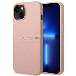 Eredeti tok GUESS GUHCP14MPSASBPI iPhone 14 PLUS (Saffiano fém logóval / rózsaszín)