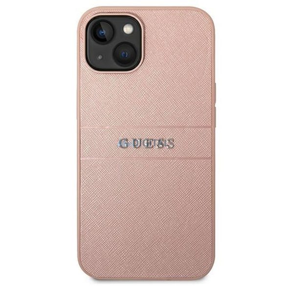 Eredeti tok GUESS GUHCP14MPSASBPI iPhone 14 PLUS (Saffiano fém logóval / rózsaszín)