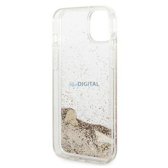 Eredeti előlap GUESS GUOHCP14MGLHFLGO iPhone 14 PLUS (Liquide Glitter Charms / arany)