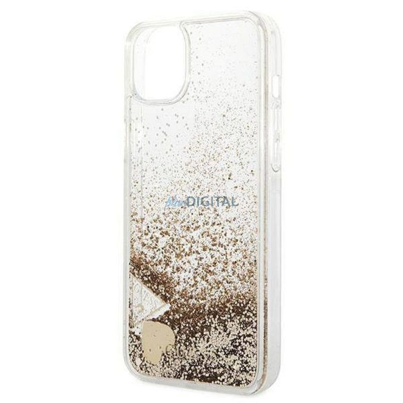 Eredeti előlap GUESS GUOHCP14MGLHFLGO iPhone 14 PLUS (Liquide Glitter Charms / arany)