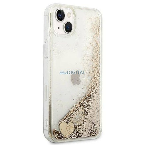 Eredeti előlap GUESS GUOHCP14MGLHFLGO iPhone 14 PLUS (Liquide Glitter Charms / arany)