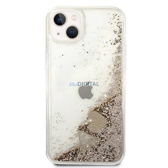 Eredeti előlap GUESS GUOHCP14MGLHFLGO iPhone 14 PLUS (Liquide Glitter Charms / arany)