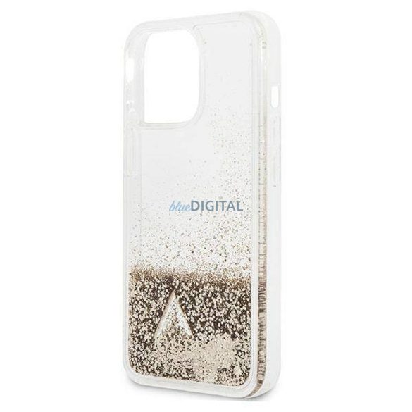 Eredeti előlap GUESS GUOHCP14LGLHFLGO iPhone 14 PRO (Liquide Glitter Charms / arany)