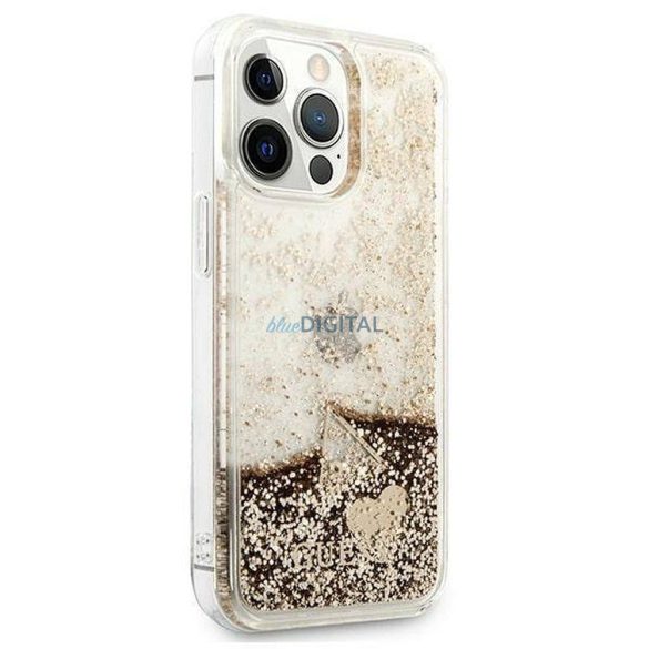 Eredeti előlap GUESS GUOHCP14LGLHFLGO iPhone 14 PRO (Liquide Glitter Charms / arany)