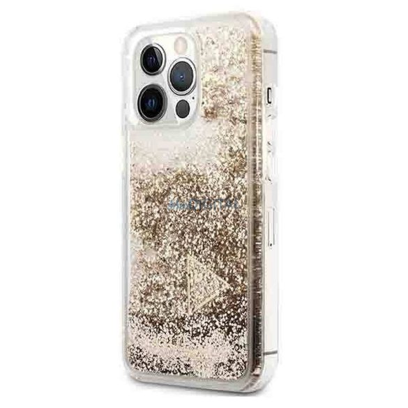 Eredeti előlap GUESS GUOHCP14LGLHFLGO iPhone 14 PRO (Liquide Glitter Charms / arany)