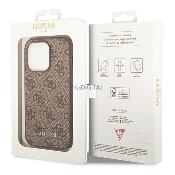 Eredeti tok GUESS GUHCP14XG4GFBR iPhone 14 PRO MAX készülékhez (4G ARANY Logo / barna)