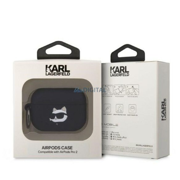 Eredeti tok KARL LAGERFELD KLAP2RUNCHK Apple Airpods Pro 2 (3D Sil NFT Choupette / fekete)