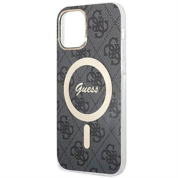 Eredeti szett GUESS GUBPN61H4EACSK iPhone 12/12 Pro (csomagcsomag Magsafe: tok + töltő 4G / arany - fekete)