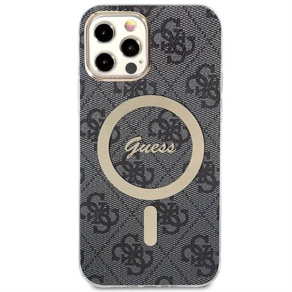 Eredeti szett GUESS GUBPN61H4EACSK iPhone 12/12 Pro (csomagcsomag Magsafe: tok + töltő 4G / arany - fekete)