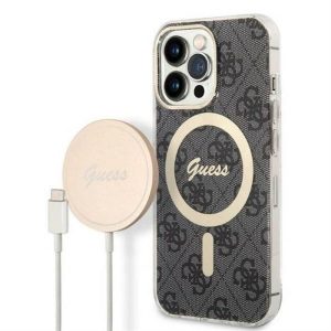 Eredeti készlet GUESS GUBPP13LH4EACSK Iphone 13 Pro (Bundle csomag Magsafe: tok + töltő 4G / arany - fekete)