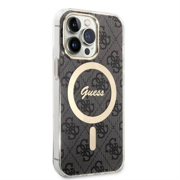 Eredeti készlet GUESS GUBPP13LH4EACSK Iphone 13 Pro (Bundle csomag Magsafe: tok + töltő 4G / arany - fekete)