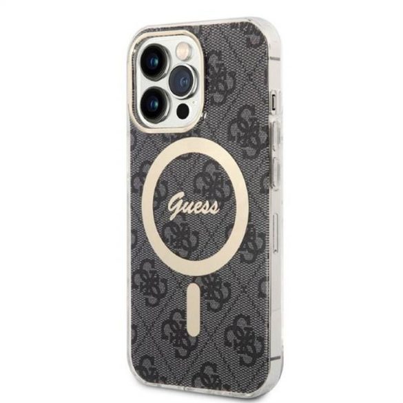 Eredeti készlet GUESS GUBPP13LH4EACSK Iphone 13 Pro (Bundle csomag Magsafe: tok + töltő 4G / arany - fekete)