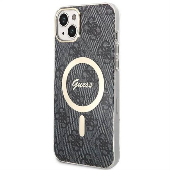 Eredeti készlet GUESS GUBPP14SH4EACSK iPhone 14 (csomagcsomag Magsafe: tok + töltő 4G / arany - fekete)