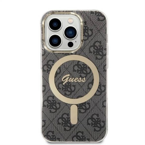 Eredeti készlet GUESS GUBPP14LH4EACSK iPhone 14 Pro (csomagcsomag Magsafe: tok + töltő 4G / arany - fekete)