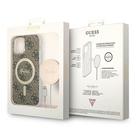 Eredeti szett GUESS GUBPP12MH4EACSW iPhone 11 (Magsafe csomag: tok + töltő 4G / Arany - Barna)