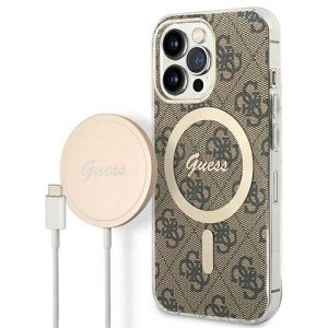 Eredeti készlet GUESS GUBPP13LH4EACSW iPhone 13 Pro (csomagcsomag Magsafe: tok + töltő 4G / arany - barna)