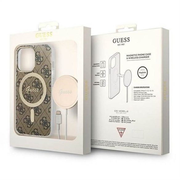 Eredeti készlet GUESS GUBPP13LH4EACSW iPhone 13 Pro (csomagcsomag Magsafe: tok + töltő 4G / arany - barna)