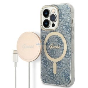 Eredeti szett GUESS GUBPP14LH4EACSB iPhone 14 Pro (Magsafe csomag: tok + töltő 4G / Arany - Kék)