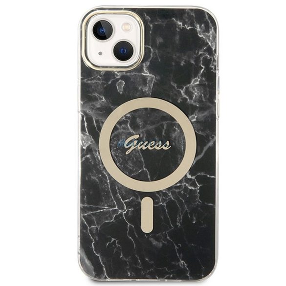 Eredeti készlet GUESS GUBPP14MHMEACSK iPhone 14 Plus (csomagcsomag Magsafe: tok + töltő IMG Marble / arany - fekete)