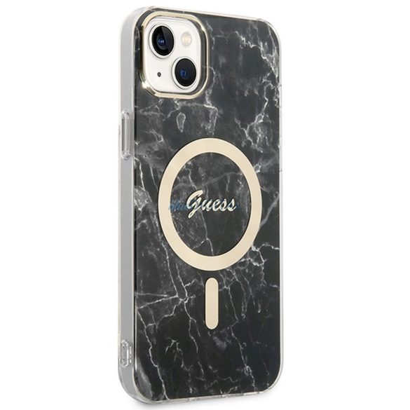 Eredeti készlet GUESS GUBPP14MHMEACSK iPhone 14 Plus (csomagcsomag Magsafe: tok + töltő IMG Marble / arany - fekete)