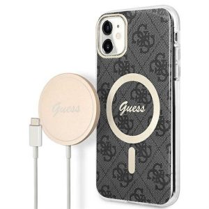 Eredeti szett GUESS GUBPN61H4EACSK iPhone 11 (csomagcsomag Magsafe: tok + töltő 4G / arany - fekete)