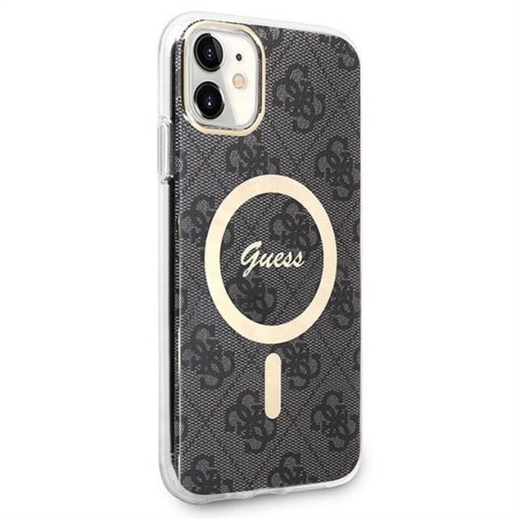 Eredeti szett GUESS GUBPN61H4EACSK iPhone 11 (csomagcsomag Magsafe: tok + töltő 4G / arany - fekete)