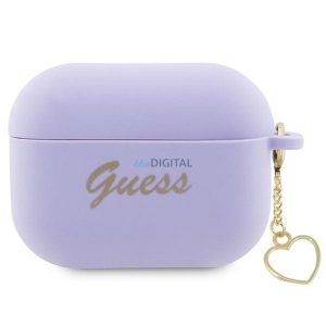 Guess GUAP2LSCHSU Silicone Charm Heart Collection tok AirPods Pro 2 - lila