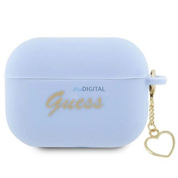 Guess GUAP2LSCHSB Silicone Charm Heart Collection tok AirPods Pro 2 - kék