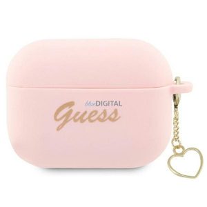 Guess GUAP2LSCHSP Silicone Charm Heart Collection tok AirPods Pro 2 - rózsaszín