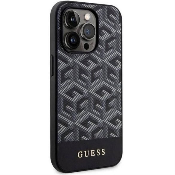 Eredeti előlap tok GUESS GUHMP14LHGCFSEK iPhone 14 PRO készülékhez (MAG GCUBE / fekete)