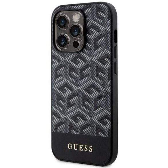 Eredeti előlap tok GUESS GUHMP14LHGCFSEK iPhone 14 PRO készülékhez (MAG GCUBE / fekete)