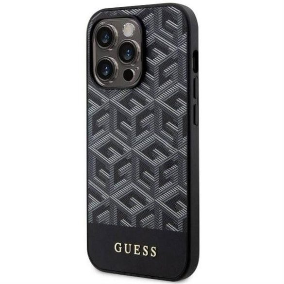 Eredeti előlap tok GUESS GUHMP14XHGCFSEP iPhone 14 PRO MAX készülékhez (Magsafe GCUBE Stripes / rózsaszín)